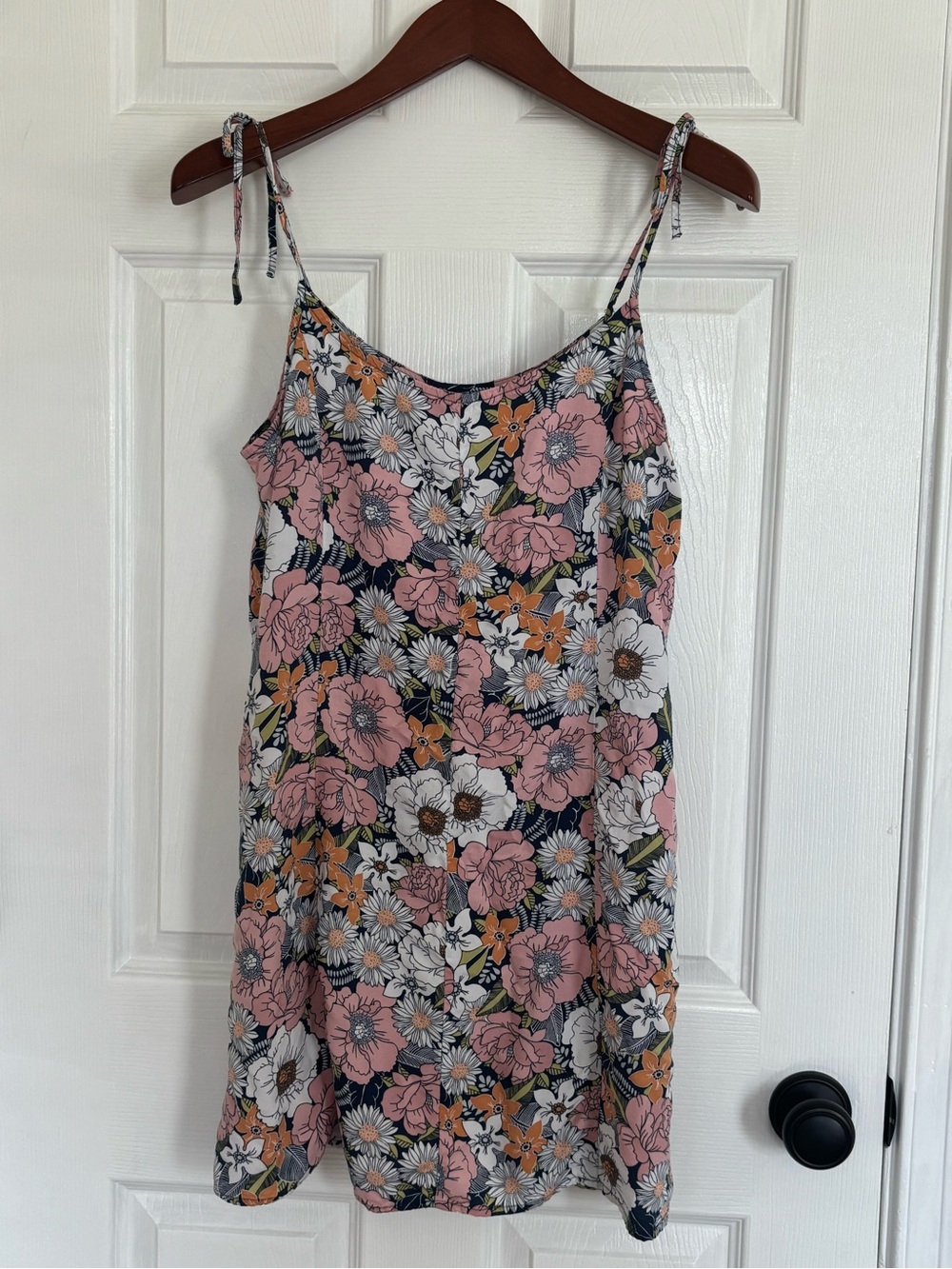 Vans Pink Multi Floral Tie-Shoulder Mini Dress